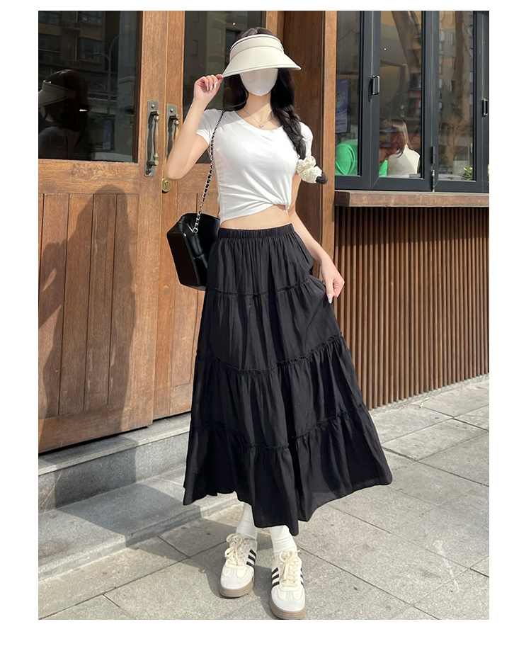 スカート ティアードロングフレアスカート