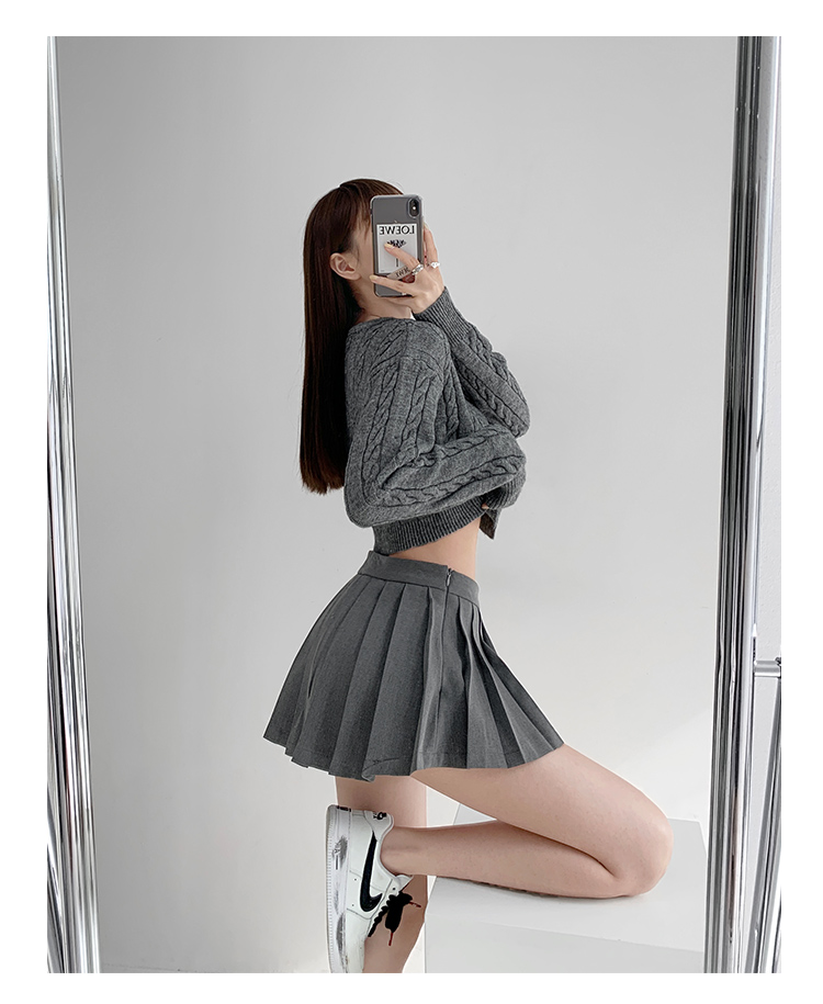 スカート プリーツデザインショートパンツ付きミニスカート