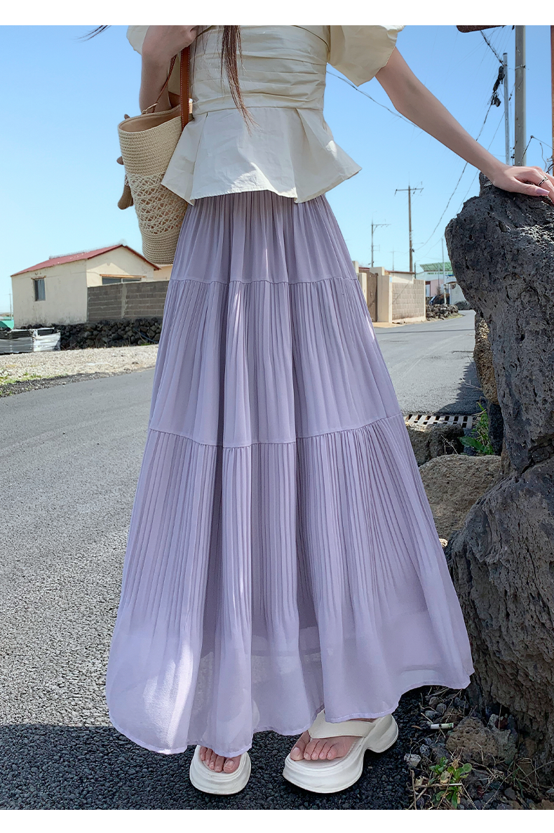 スカート 優美プリーツロングスカート
