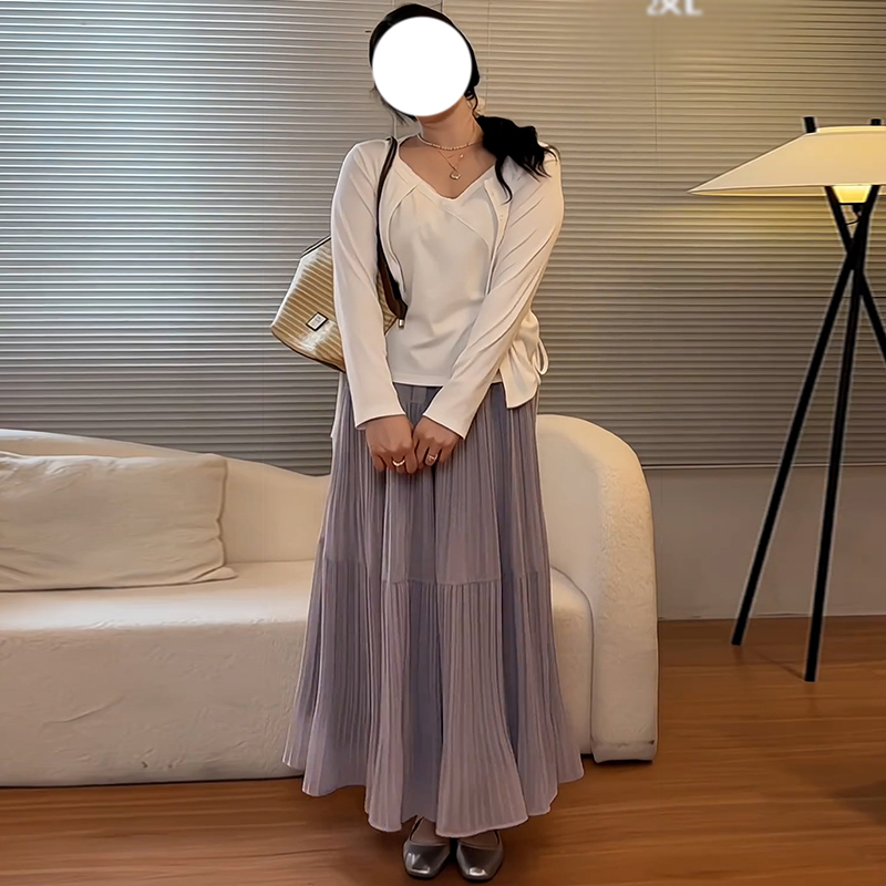 スカート ティアードプリーツロングスカート