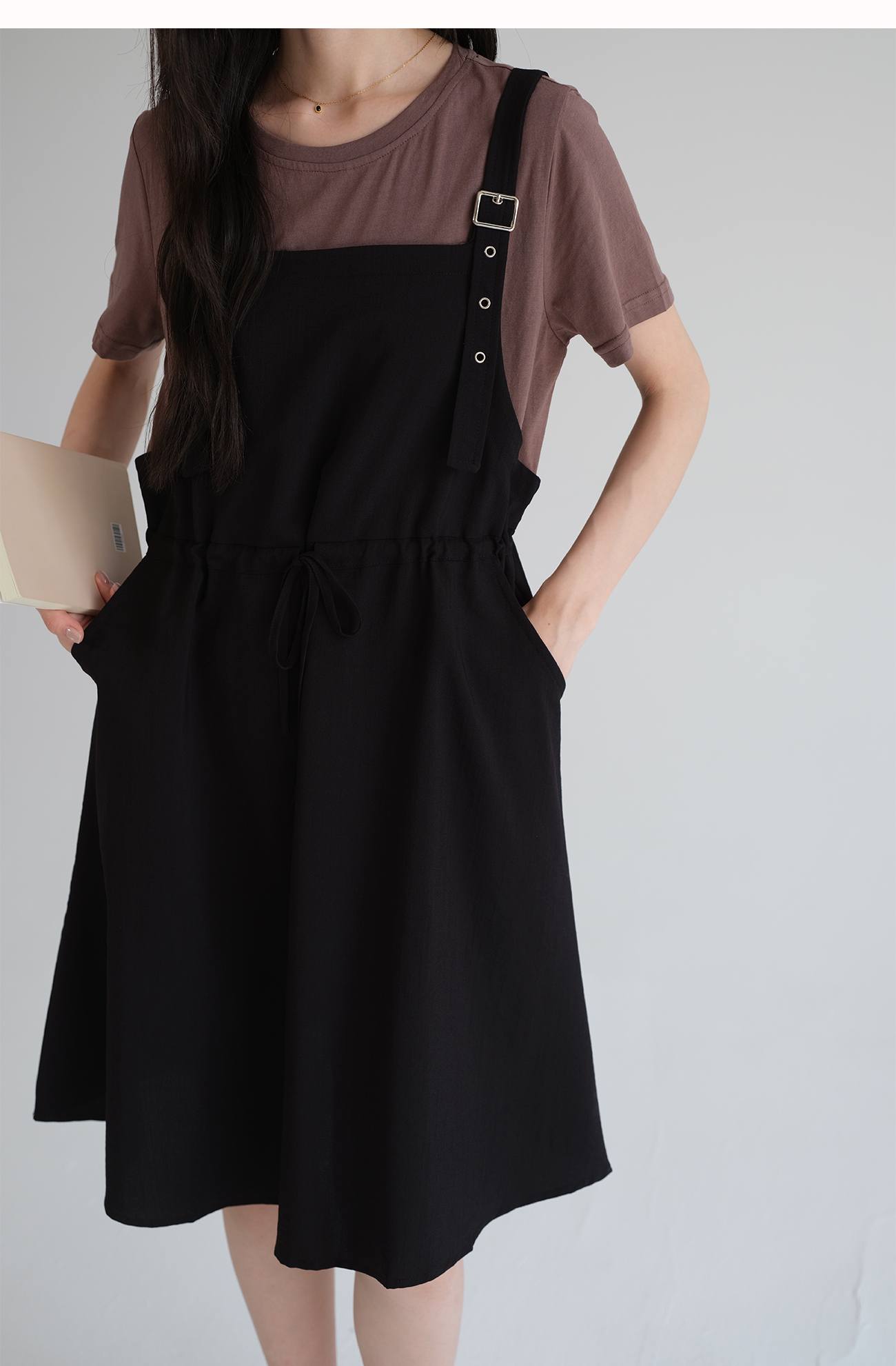 スカート シンプル調整ストラップジャンパースカート