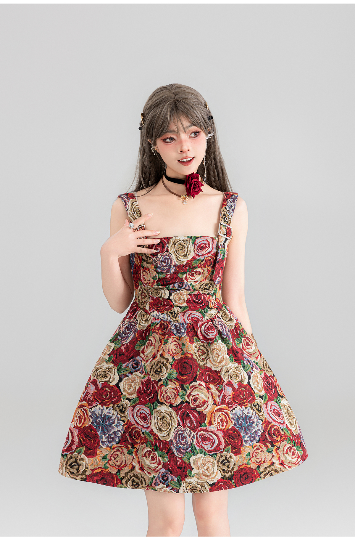 スカート 芸術画廊サロペットスカート