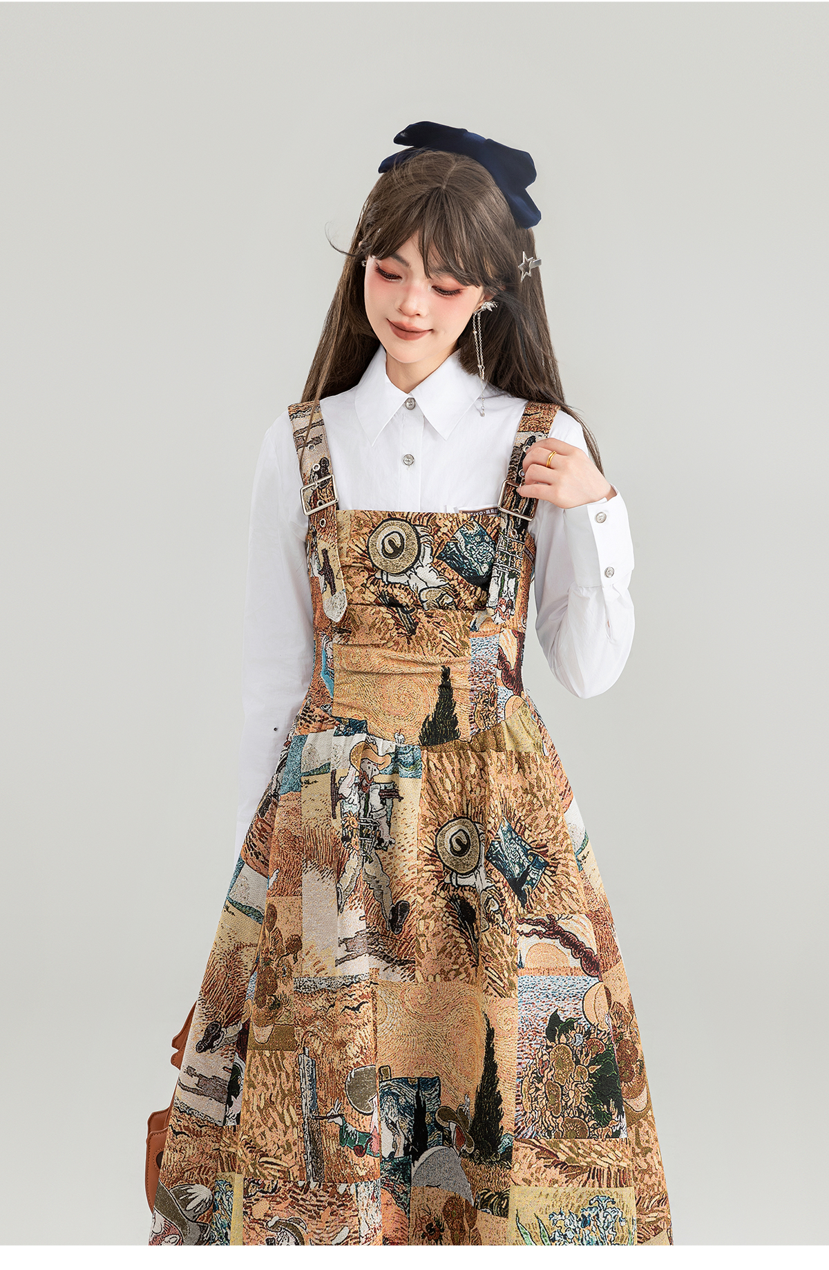 スカート 芸術画廊サロペットスカート