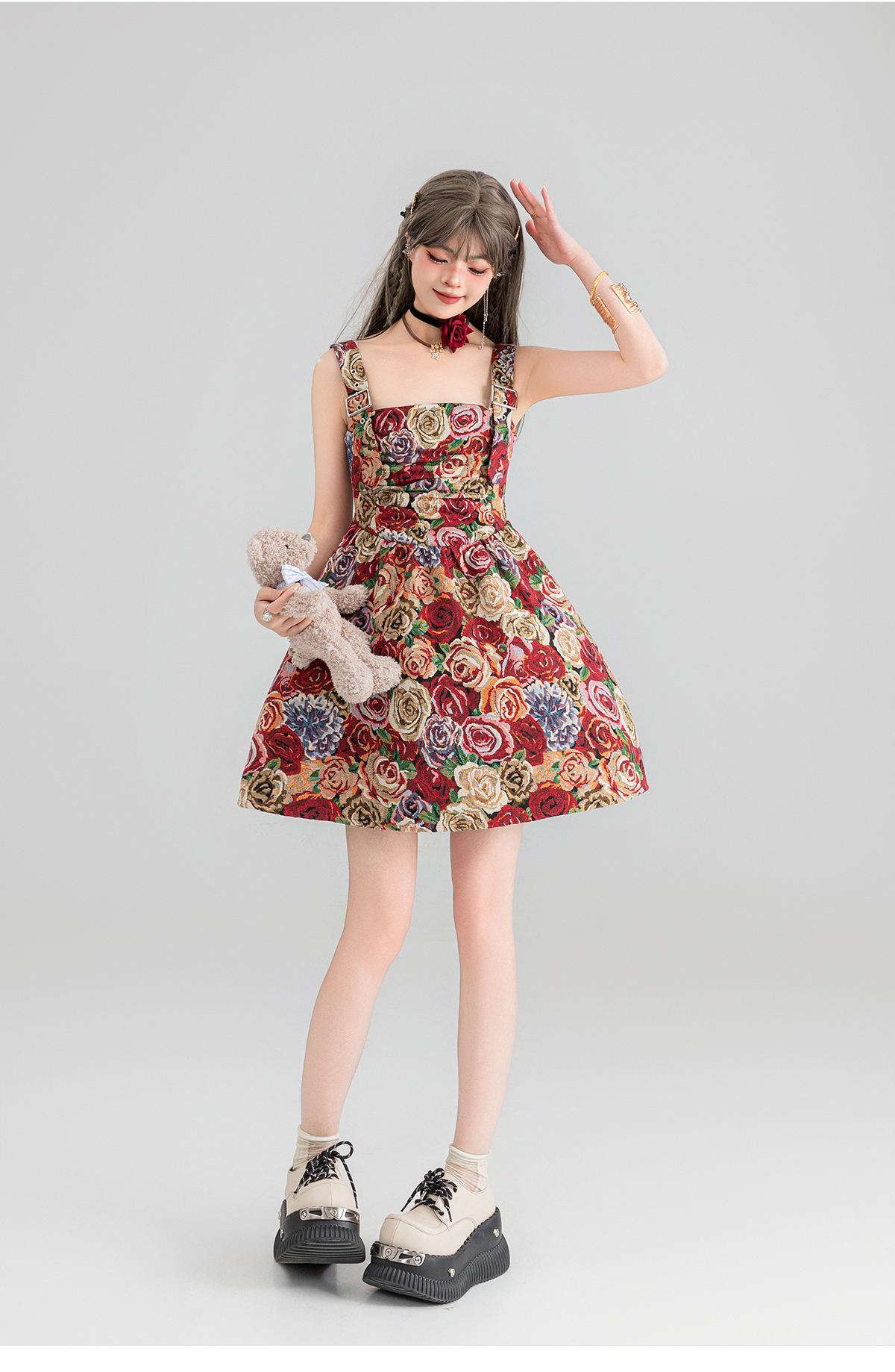 スカート 芸術画廊サロペットスカート