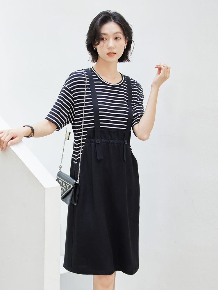 スカート すっきりシルエット サロペットスカート