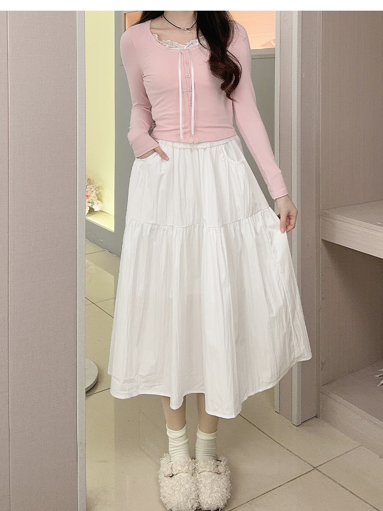 スカート ティアード風ゆったりロングスカート