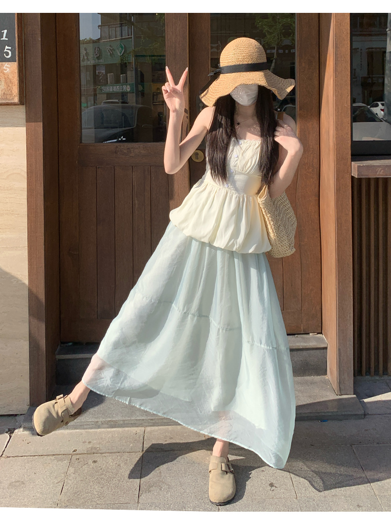スカート 優雅なエアリーチュールスカート