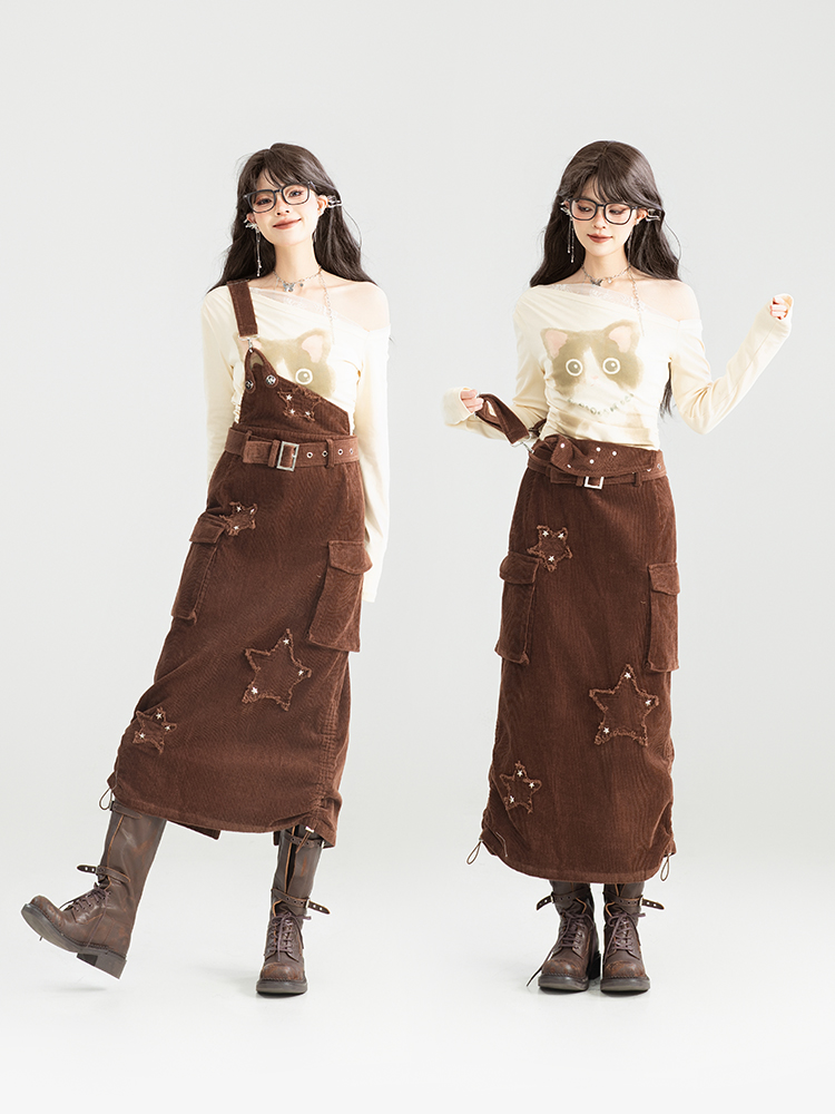 スカート 星柄サイドポケット付きジャンパースカート