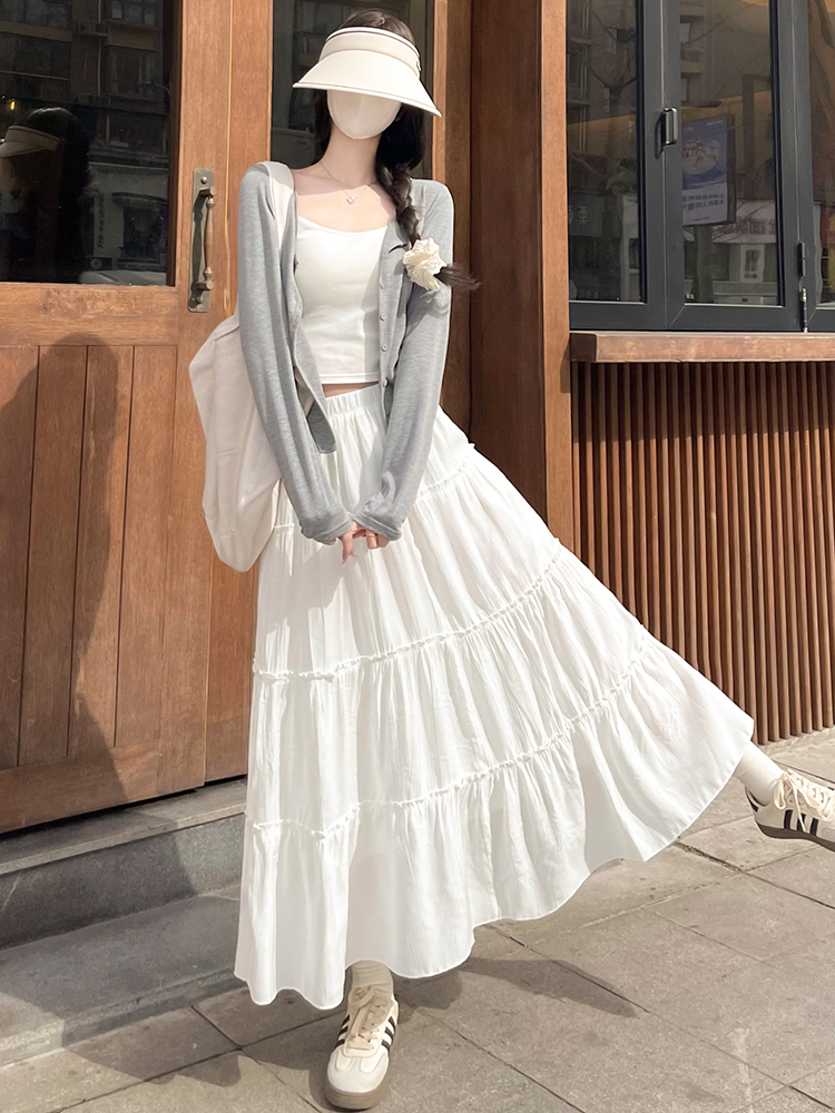スカート ティアードロングフレアスカート
