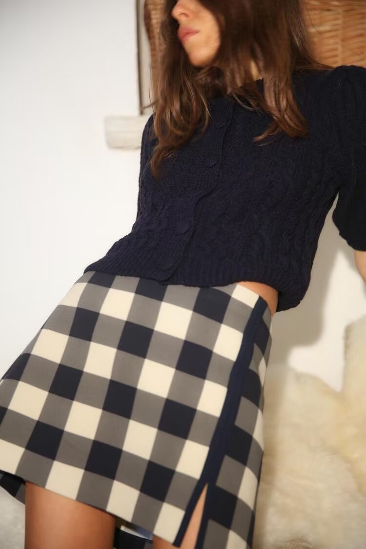 スカート 格子柄台形ミニスカート