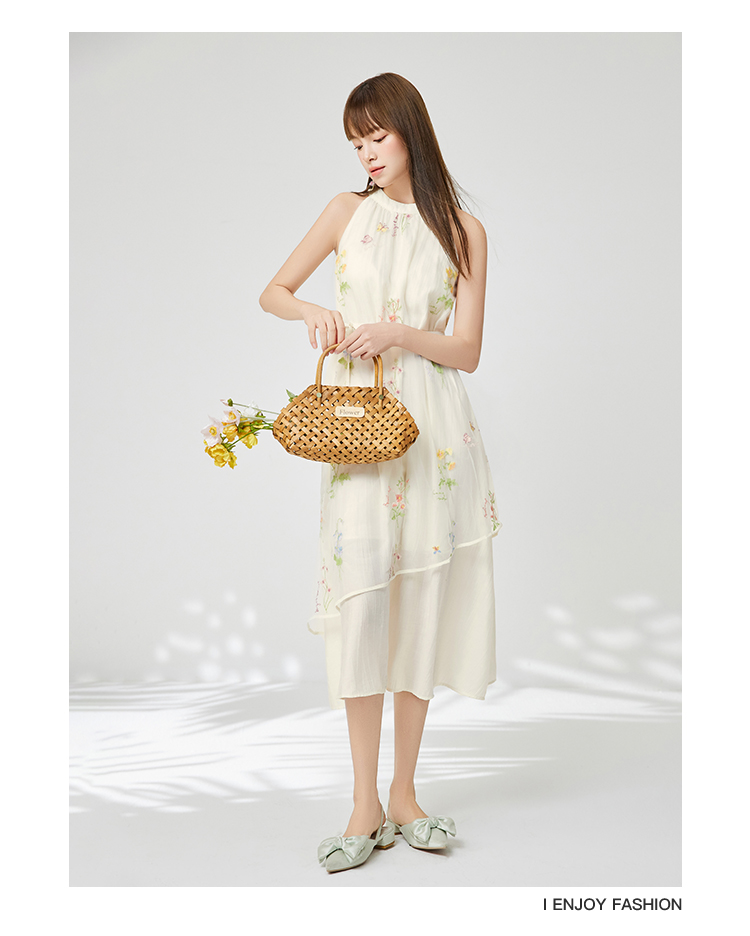 スカート 花咲く優美ノースリーブロングスカート