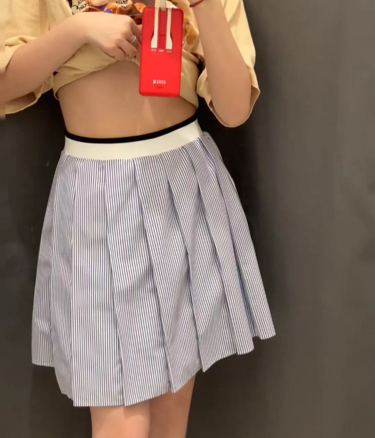 スカート プリーツ切り替えアシンメトリーミニスカート