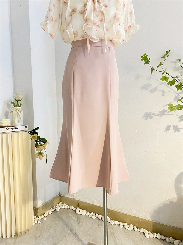 スカート 上品な魚の尾びれシルエット裾広がりスカート