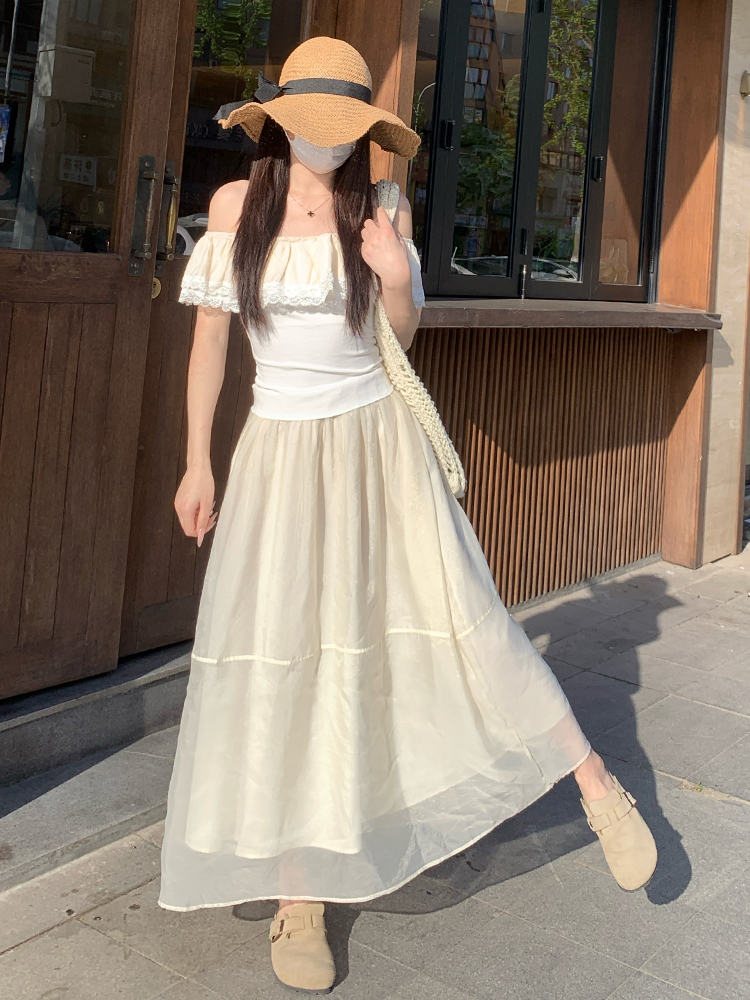 スカート 優雅なエアリーチュールスカート