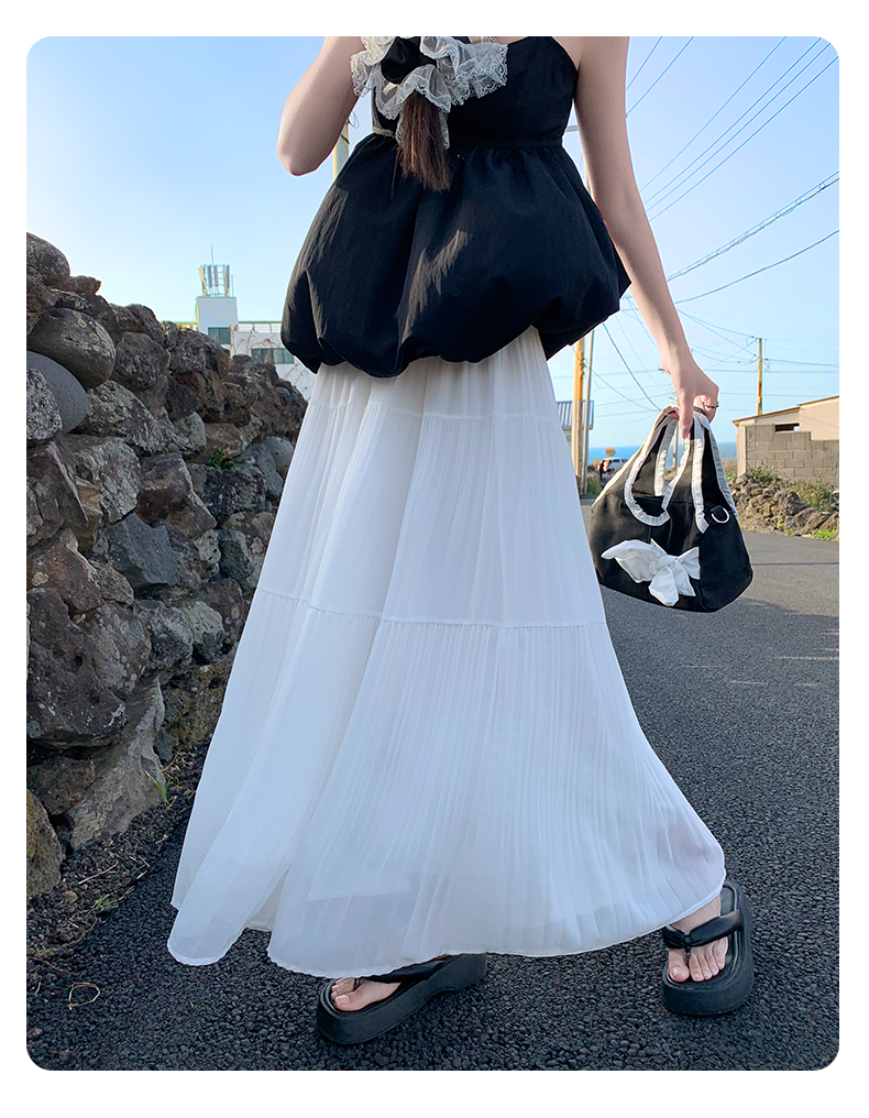 スカート 優美プリーツロングスカート