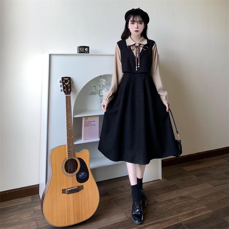 スカート 優美なリボン付きスカートジャンパー