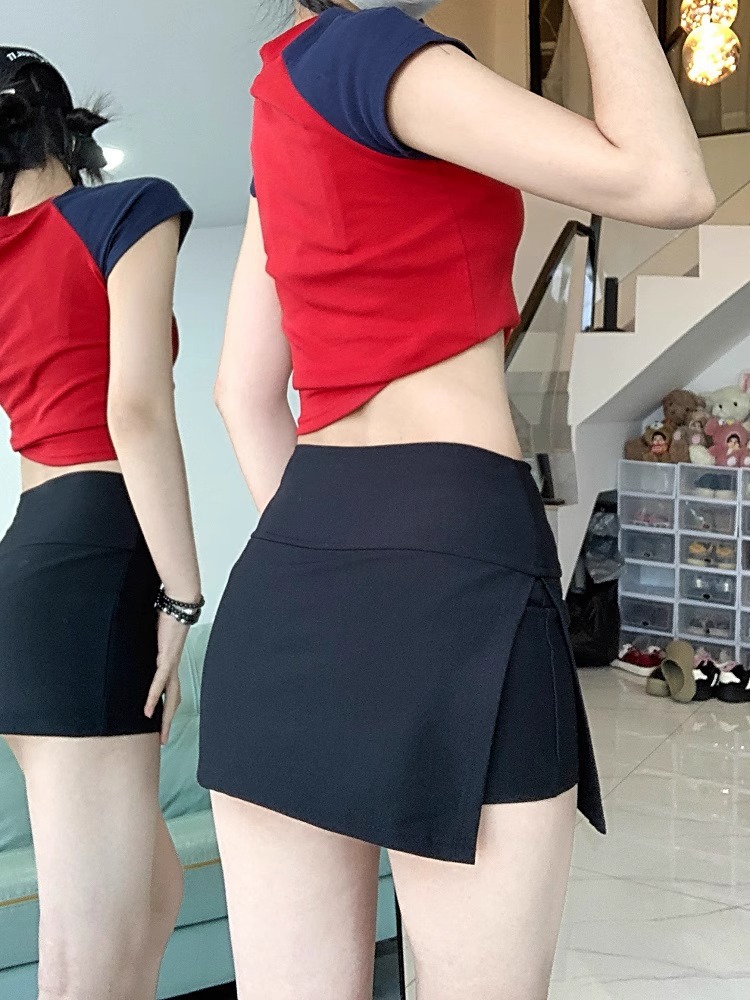 スカート すっきりシルエット非対称ミニスカート