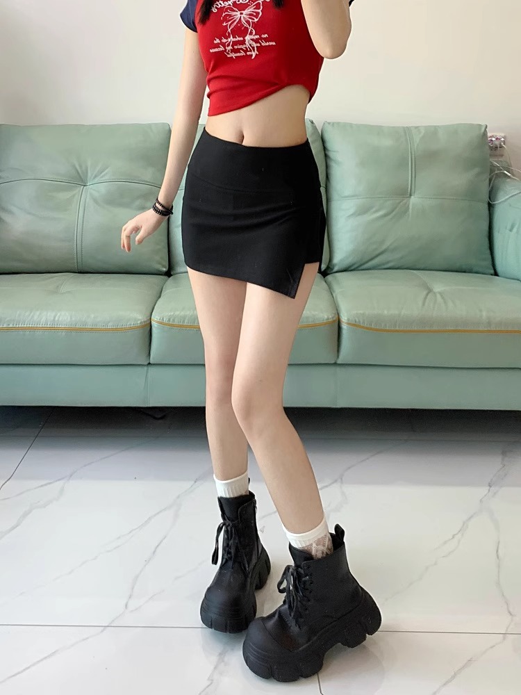スカート すっきりシルエット非対称ミニスカート