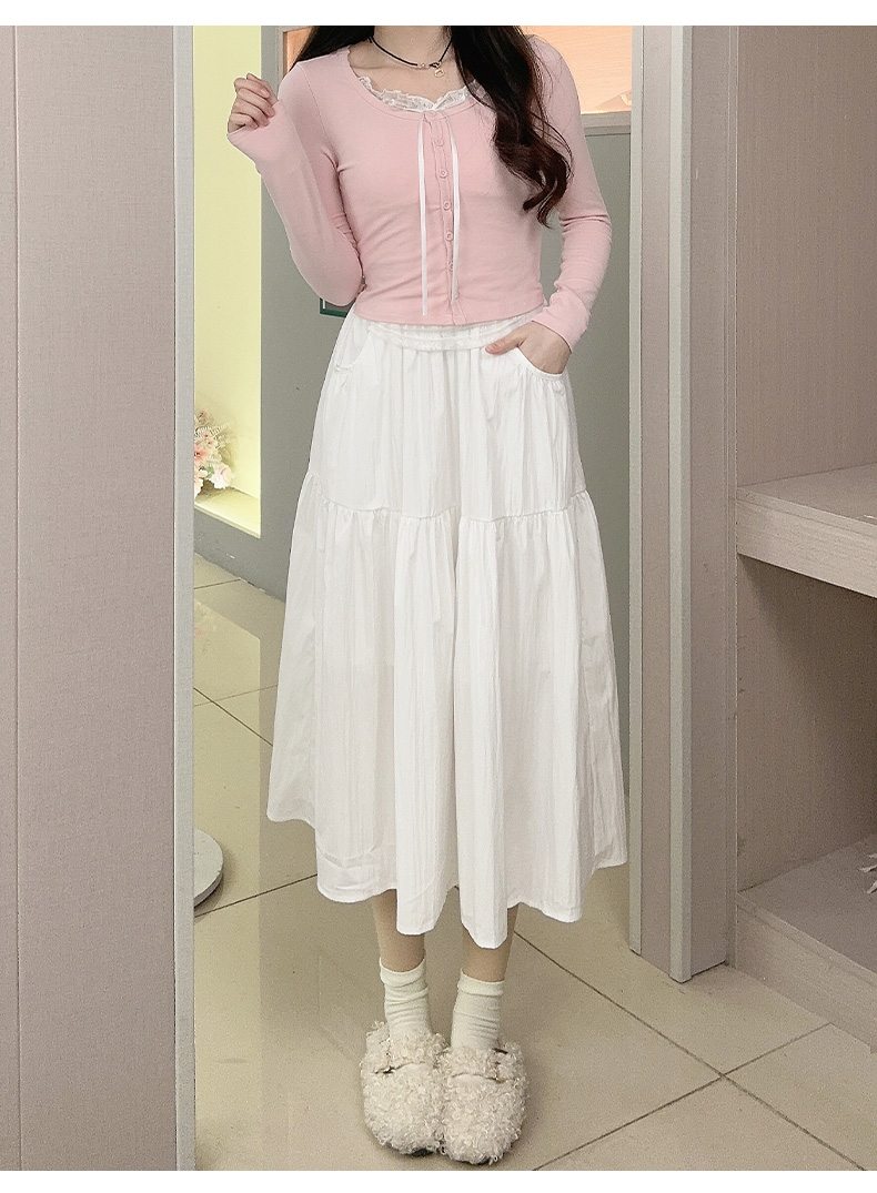 スカート ティアード風ゆったりロングスカート