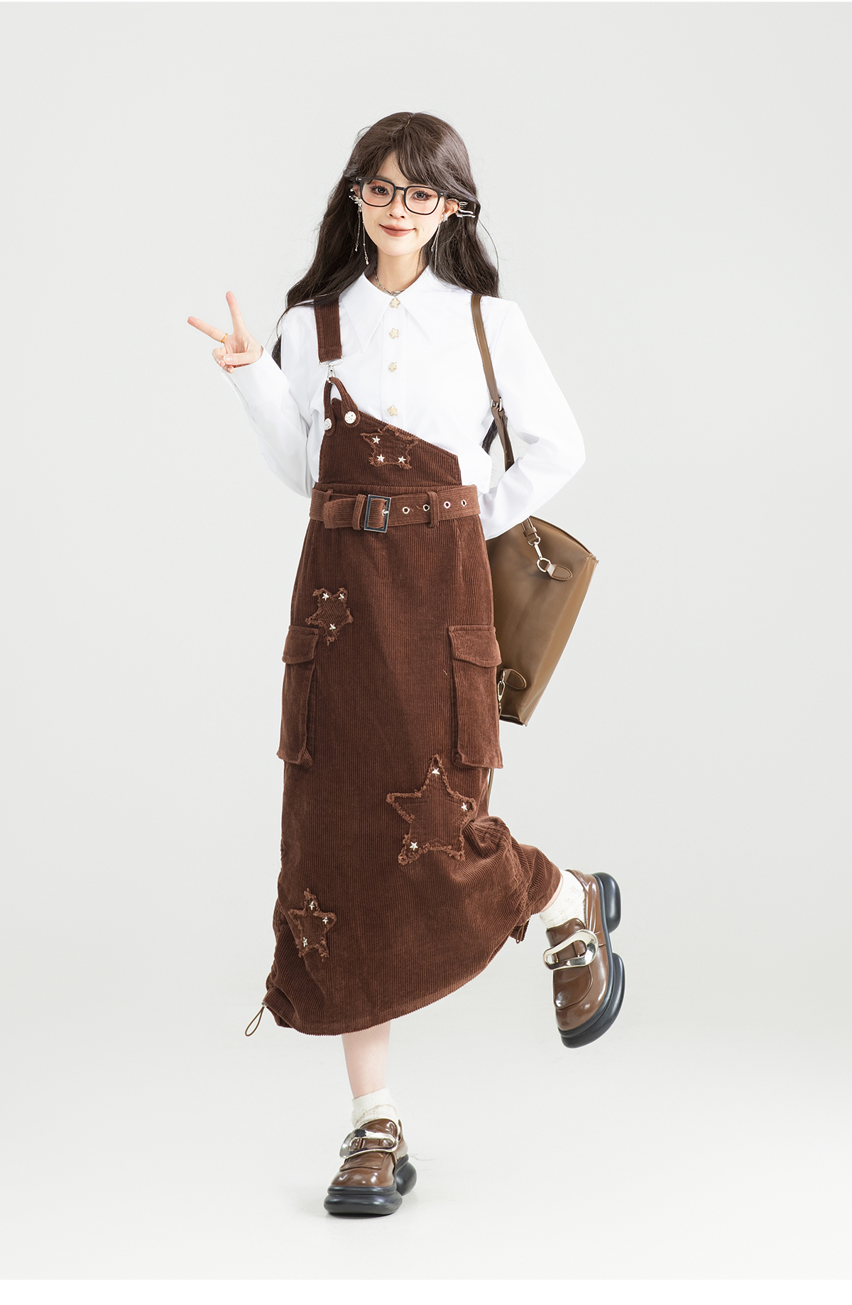 スカート 星柄サイドポケット付きジャンパースカート