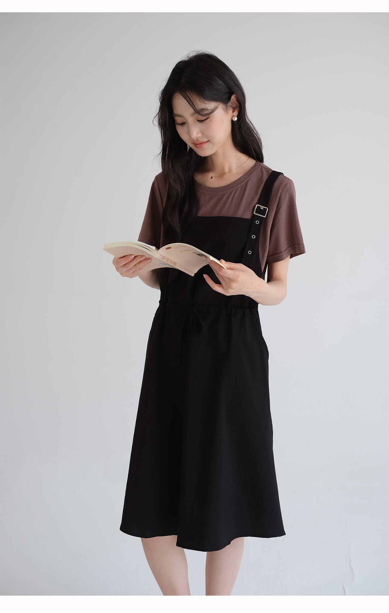 スカート シンプル調整ストラップジャンパースカート
