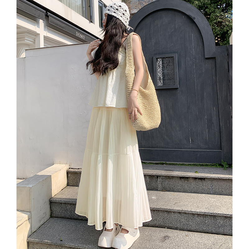 スカート 優美プリーツティアードスカート