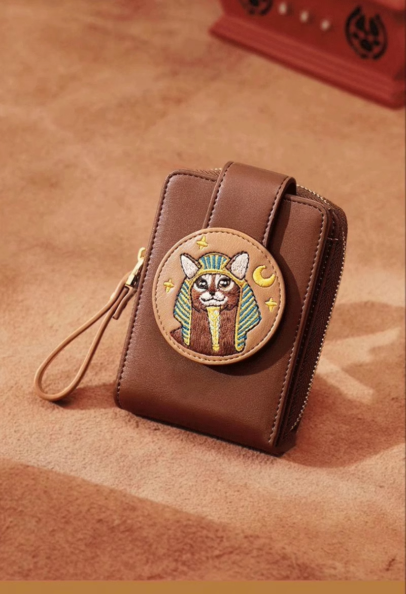 フラグメントケース 古代猫神刺繍 カードケース