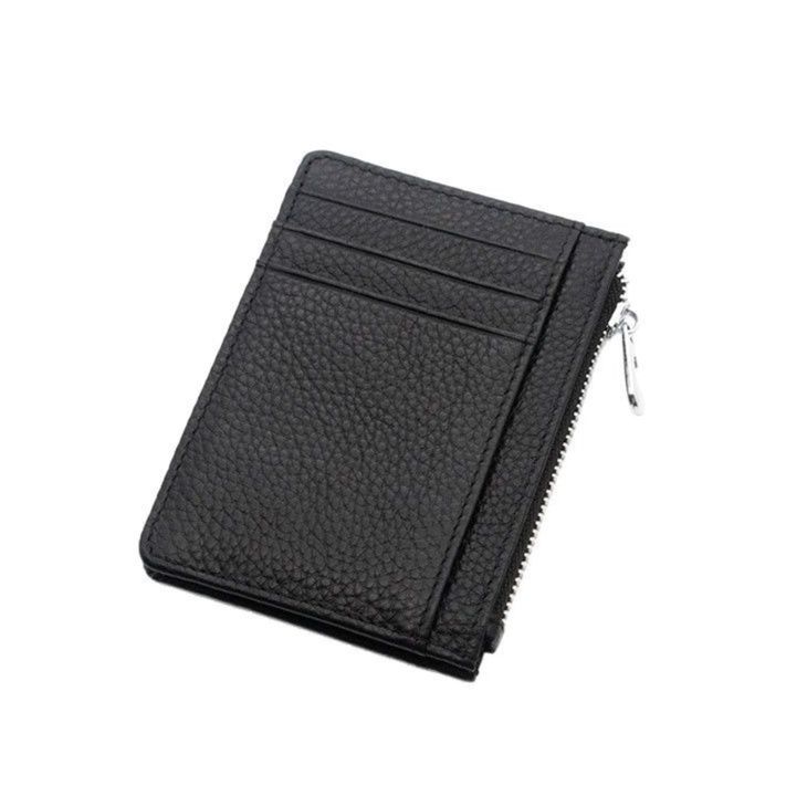 フラグメント ケース 薄型レザー調ブラックカードケース小銭入れ付き