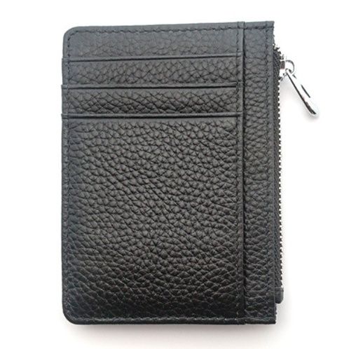 フラグメント ケース 薄型レザー調ブラックカードケース小銭入れ付き