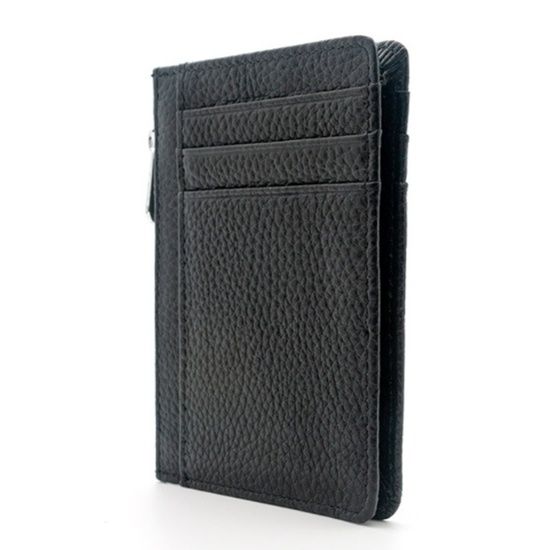 フラグメント ケース 薄型レザー調ブラックカードケース小銭入れ付き