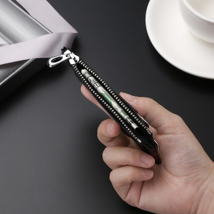 フラグメント ケース 牛革製コンパクト多機能ブラックカードホルダー