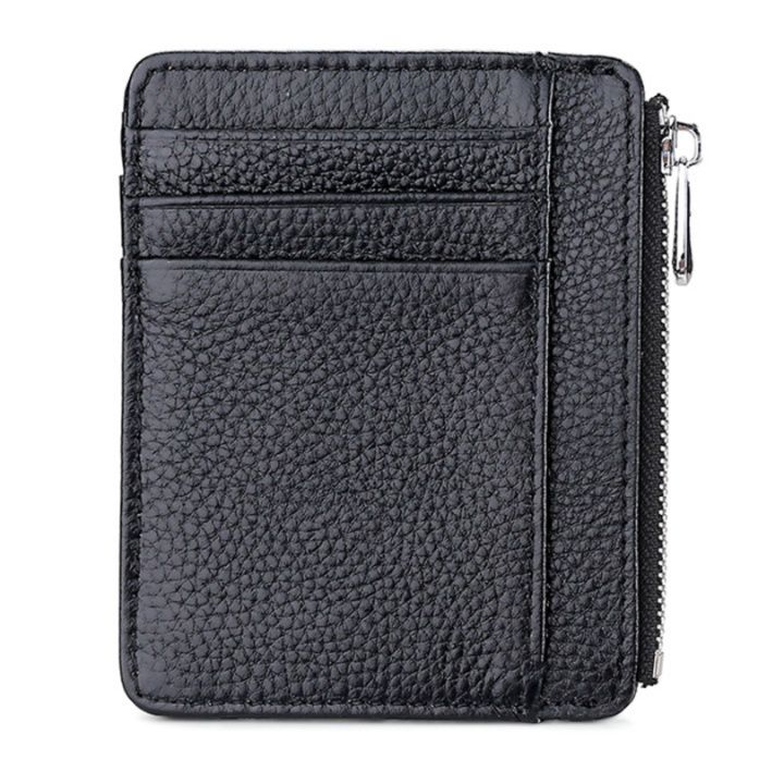 フラグメント ケース 牛革製コンパクト多機能ブラックカードホルダー