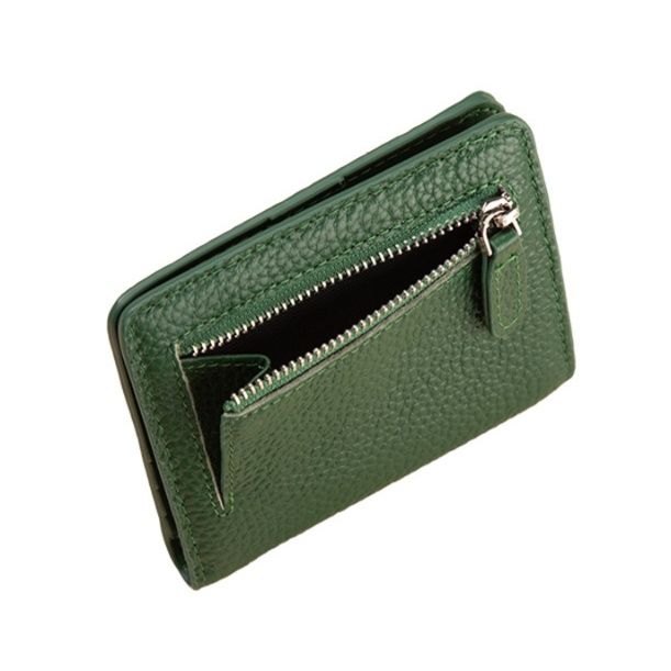 フラグメント ケース 本革調型押し二つ折りグリーンコインケース