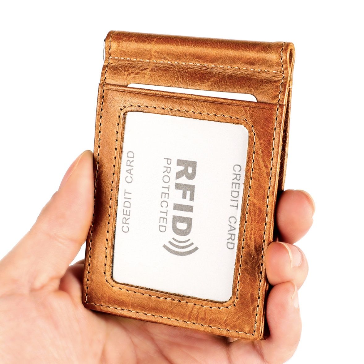フラグメント ケース 本革製薄型身分証明書入れブラウンカード収納ケース