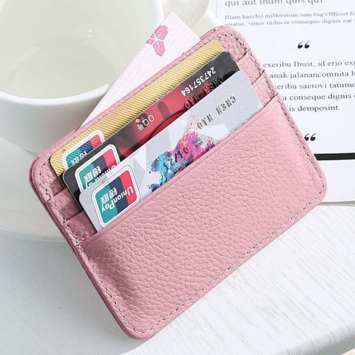 フラグメント ケース コンパクト革製ピンクカードホルダー