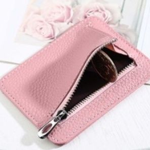 フラグメント ケース コンパクト革製ピンクカードホルダー