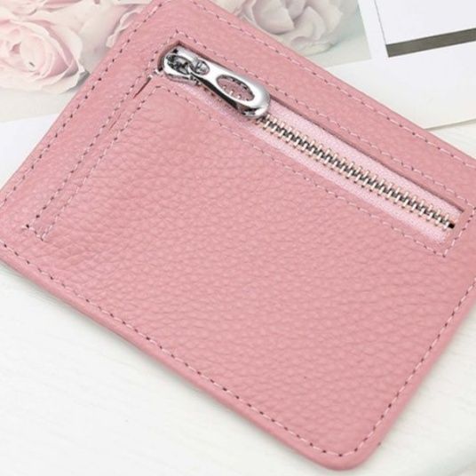 フラグメント ケース コンパクト革製ピンクカードホルダー