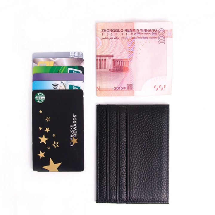 フラグメント ケース 本革調シボ加工ブラック薄型カード入れ