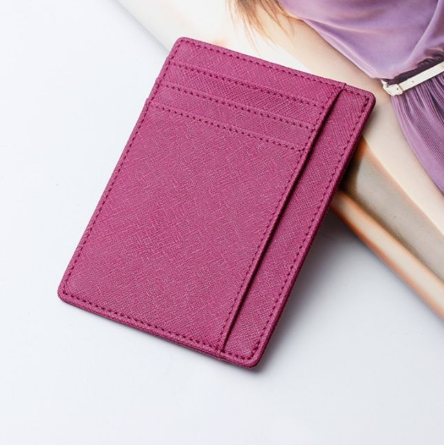 フラグメント ケース 本革風十字型織模様薄型クレジットカードケース