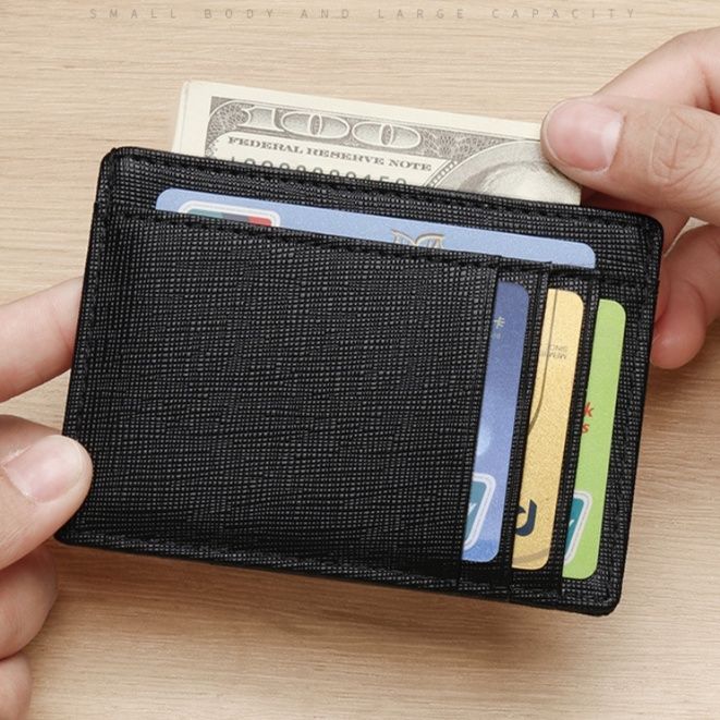 フラグメント ケース 薄型多機能ブラックカードケース 大容量収納タイプ