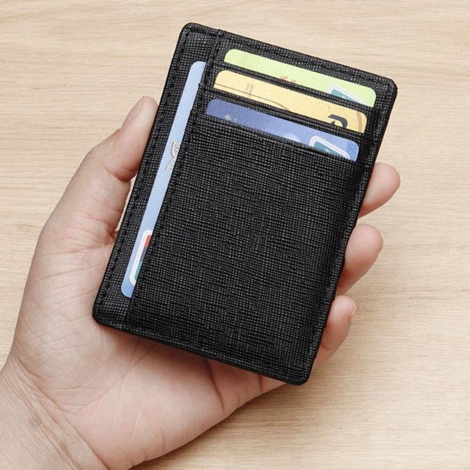 フラグメント ケース 薄型多機能ブラックカードケース 大容量収納タイプ