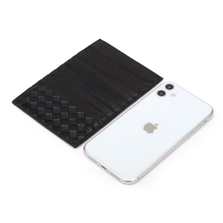 フラグメント ケース ブラック編み込みデザイン薄型カードケース