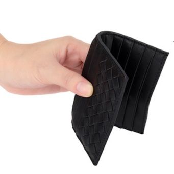 フラグメント ケース ブラック編み込みデザイン薄型カードケース