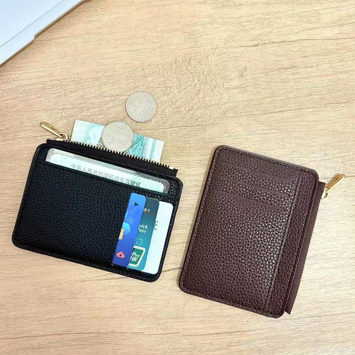 フラグメント ケース ファスナー付き薄型クレジットカードケース 小銭入れ