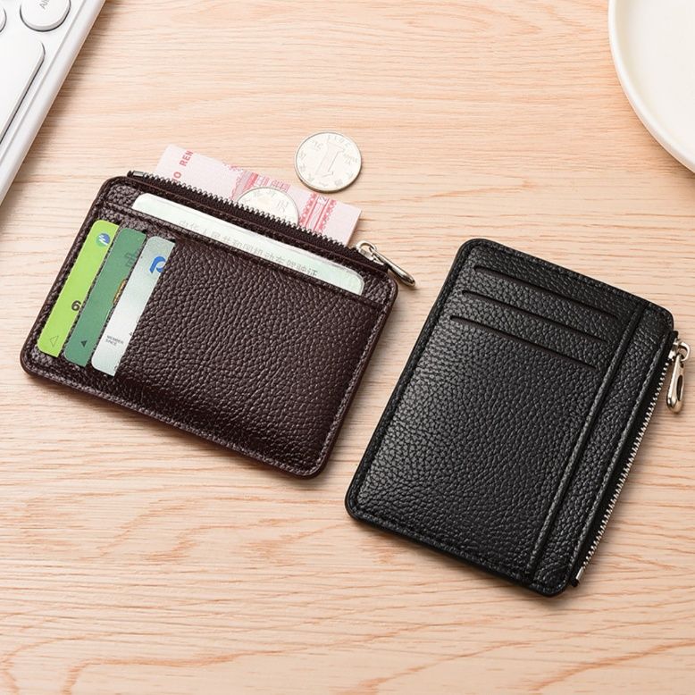 フラグメント ケース 型押しレザー調多機能ファスナー付きクレジットカードケース