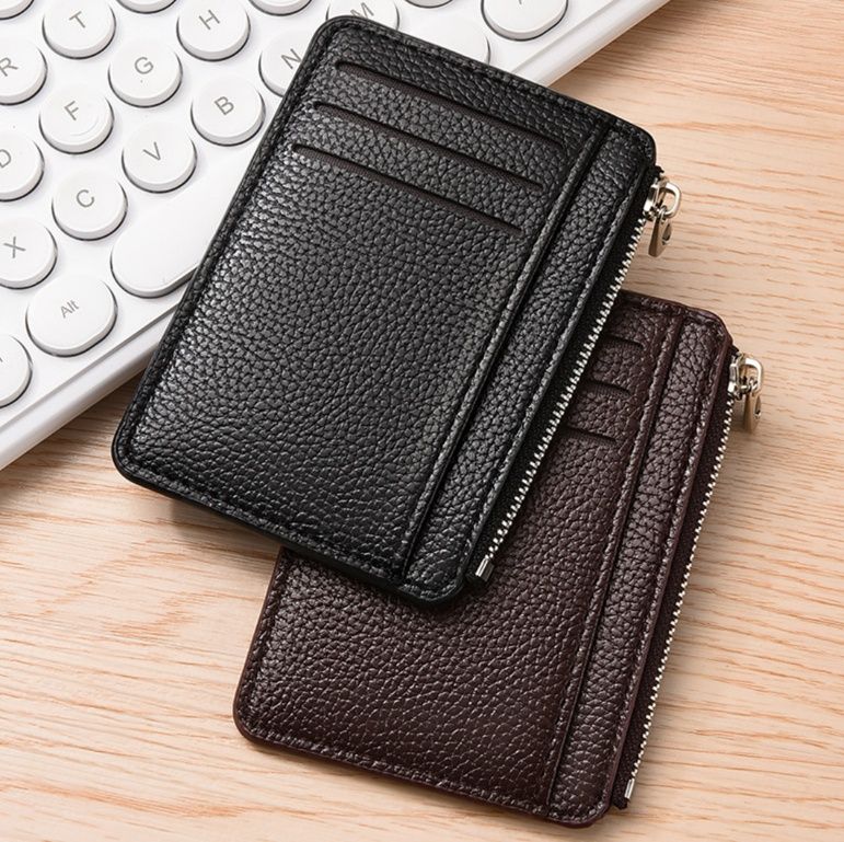 フラグメント ケース 型押しレザー調多機能ファスナー付きクレジットカードケース