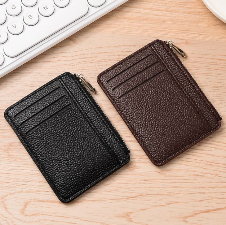 フラグメント ケース 型押しレザー調多機能ファスナー付きクレジットカードケース