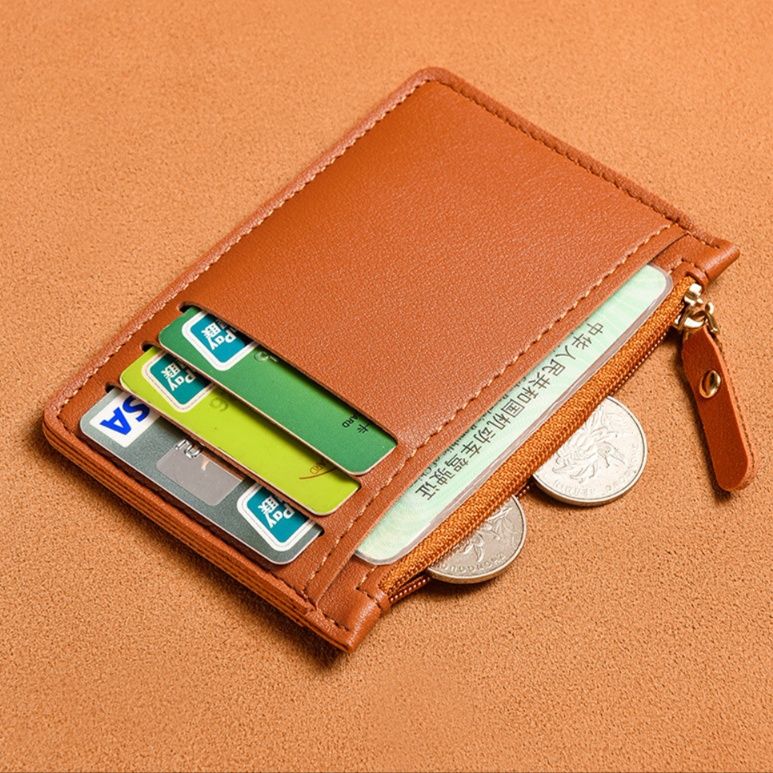 フラグメント ケース 小銭入れ付き多機能ブラウンカードケース