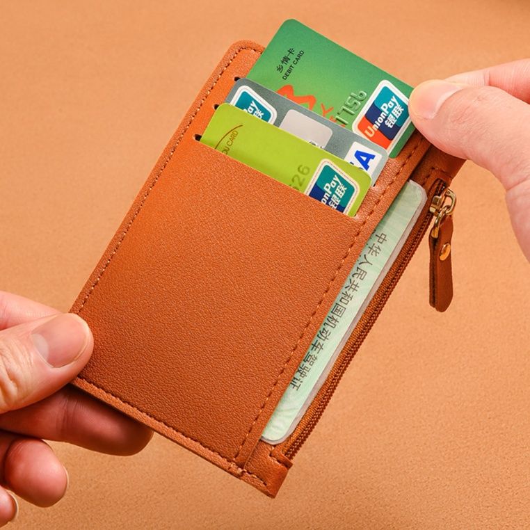 フラグメント ケース 小銭入れ付き多機能ブラウンカードケース