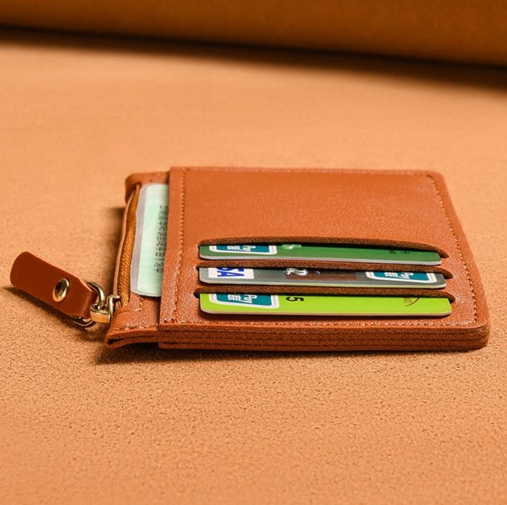 フラグメント ケース 小銭入れ付き多機能ブラウンカードケース